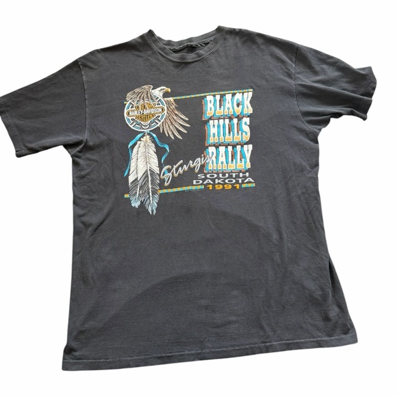 Vintage 1991 Harley-Davidson Black Hills Rally Surges T Shirt Single Stitch Tee - Picture 7 of 7